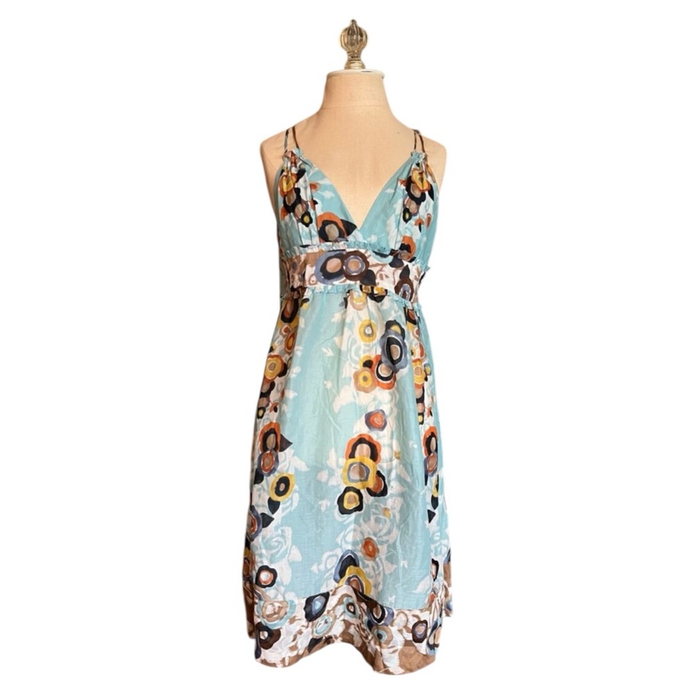 BCBG Max Azria Blue Floral Cotton Sundress Sz - L